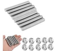 Set di barre filettate M8 x 100 mm, 10 barre filettate in acciaio zincato con 10 dadi esagonali, aste filettate per costruzione di mobili e montaggio a macchina