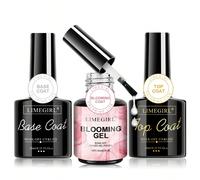 Set di base e top coat gel per manicure LIMEGIRL Blooming, finitura lucida di lunga durata, il gel base/top coat può creare un effetto di texture marmorizzata, rimovibile, per arte di unghie UV/LED, r