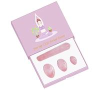 Set di bastoncini da massaggio Yoni Egg al quarzo rosa Pietra di cristallo rosa naturale Uova d'amore Massaggiatore for esercizi di Kegel all'uovo forato e non forato, forato senza scatola Collezioni