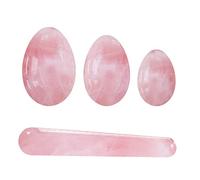 Set di bastoncini da massaggio Yoni Egg al quarzo rosa Pietra di cristallo rosa naturale Uova d'amore Massaggiatore for esercizi di Kegel all'uovo forato e non forato, forato senza scatola decorazione