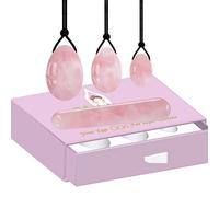 Set di bastoncini da massaggio Yoni Egg al quarzo rosa Pietra di cristallo rosa naturale Uova d'amore Massaggiatore for esercizi di Kegel all'uovo forato e non forato, forato senza scatola Collezioni