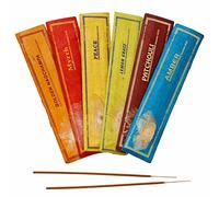 Set di bastoncini di incenso premium dell'Himalayan, 6 x 15 pezzi, realizzati a mano in Nepal, bastoncini profumati senza sostanze chimiche, 100% naturali e biologici