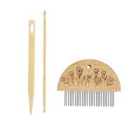 Set di Bastoncini per Telai a Mano in Legno, Set di Aghi per Uncinetto a Cruna Grande da 4 Mm, Ago per Uncinetto per Tessitura del Legno con Navette in Legno Bastoncino per (Tipo