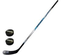 Set di bastoni da hockey su ghiaccio Bauer STEEL - Modello Bauer i3000 incluso 2xPucks per adulti, bambini e neonati (DESTRA - mano destra in basso, Junior - 132cm)