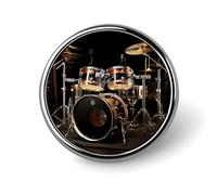 Set di batteria Distintivo rotondo personalizzato in metallo da bavero Distintivi Fit Abbigliamento Borse Cappello Umoristico Stampato Spilla Distintivo Decorazioni per feste Accessori per uomini