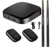 Set di batteria elettrica virtuale ad aria 3D, con rilevamento del movimento, con bacchette ricaricabili, pedale, 8 suoni, strumento portatile per principianti per adulti e bambini (nero)