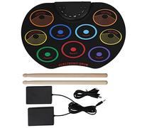 Set di Batteria Elettronica, Pad per Batteria Elettronica Strumento a Percussione per Principianti per Adulti Colorato Arrotolato a Mano Silenzioso (Arcobaleno colorato)