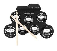 Set di Batteria Elettronica Portatile con 7 Pad, 5 Accordature, 8 Brani Dimostrativi, 3 Pad di Pratica USB Arrotolabili per Aspiranti Musicisti