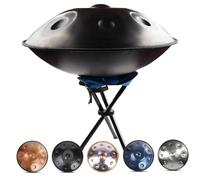 Set Di Batteria Handpan 9/10/12 Notes, Strumenti A Percussione In Acciaio Handpan In Re Minore A 432 Hz/440 Hz for Principianti E Musicisti Professionisti, Tamburo Handpan Da 22 Pollici(BLACK-9 NOTES,