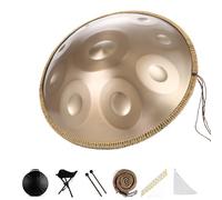 Set di batteria Handpan da 22 pollici, strumento a tamburo a mano 432 Hz 10 note, include borsa morbida, mazze, supporto, adesivi for note, panno for la pulizia, for meditazione(Gold)