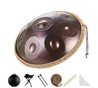 Set di batteria Handpan da 22 pollici, strumento a tamburo a mano 432 Hz 10 note, include borsa morbida, mazze, supporto, adesivi for note, panno for la pulizia, for meditazione(Brown)