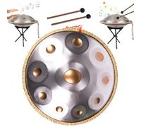 Set Di Batteria Handpan, Handpan 22 Pollici Re Minore Curdo Handpan 9/10/12 Note Strumento Tamburo Handpan For Prestazioni Professionali(Golden eye,10 Notes (440Hz))