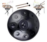 Set Di Batteria Handpan, Handpan 22 Pollici Re Minore Curdo Handpan 9/10/12 Note Strumento Tamburo Handpan For Prestazioni Professionali(Black,10 Notes (432Hz))