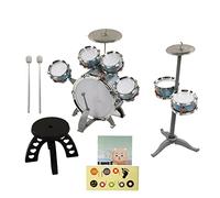 Set di batteria jazz per bambini 7 tamburi Kit di batteria compatto per principianti con suono forte con sgabello per bambini di età superiore ai 3 anni, per l'apprendimento della