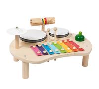 Set di batteria per bambini 5 in 1 Giocattoli musicali educativi per bambini arrotondati in legno con slot di stoccaggio Strumenti musicali per illuminanti sicuri per Set di