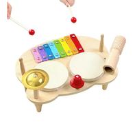 Set di Batteria - Strumento Musicale A Percussione In Legno Con Multiple Funzioni | Tamburi Per L'Infanzia - Per Bambine E Bambini Gioco Pratica A Tavolo Natale E Compleanno