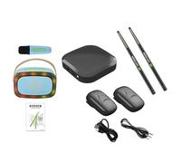 Set di batterie elettroniche virtuali, bacchette elettriche ad aria, batteria portatile per realtà virtuale, kit di batteria elettronica per principianti e adulti (con altoparlante)