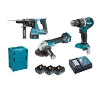 Trapano + Smerigliatrice + Tassellatore + 3 Batterie 18V MAKITA Kit DLX3119TJ