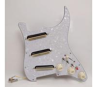 Set di battipenna precablato per chitarra Fender Stratocaster con 3 mini pickup Humbucker a doppia rotaia, interruttori a spirale, interruttore di miglioramento, potenziatori (30)