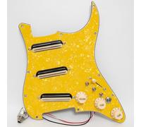 Set di battipenna precablato per chitarra Fender Stratocaster con 3 mini pickup Humbucker a doppia rotaia, interruttori a spirale, interruttore di miglioramento, pentole (verde perlato vintage)
