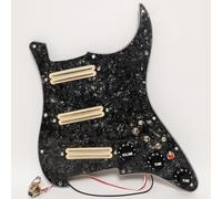 Set di battipenna precablato per chitarra Fender Stratocaster con 3 mini pickup Humbucker a doppia rotaia, interruttori a spirale, interruttore di miglioramento, pentole (nero perlato)