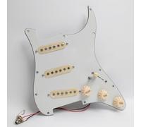 Set di battipenna SSS caricato precablato per chitarra Fender Stratocaster Set di battipenna precablato bianco classico - Alnico 5 pickup bobina singola, kit di aggiornamento cablaggio