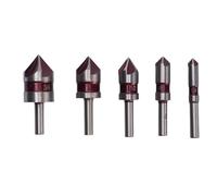 Set di battiti di perforazione con banco di contromissione di Cheotime 5 pezzi, strumento campione in acciaio ad alta velocità M35 5 Bit di trapano a flauto per legno, plastica