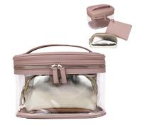 Set di beauty case trasparenti con piccole tasche, organizer da viaggio per articoli da toeletta, 2 stili con borse interne, portaoggetti per cosmetici da donna, PVC trasparente e pelle PU, portatile