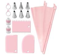 Set di beccucci e sac à poche riutilizzabili, 15 pezzi, per decorazioni per torte e creazioni culinarie