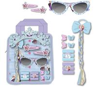Set di bellezza borsa occhiali Frozen | Kit accessori per bambini con corona, occhiali da sole, treccia e pinzette | Accessori per capelli con design Elsa e Anna Disney