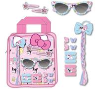 Set di bellezza borsa occhiali Hello Kitty | Accessori per capelli con pinzette, treccia, occhiali e giarrettiere | Kit per bambini con personaggi Sanrio stile kawaii