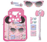 Set di bellezza borsa occhiali Minnie Mouse | Accessori per capelli con treccia, pinzette, occhiali e giarrettiere | Kit Disney per bambini con design classico rosa