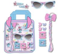 Set di bellezza borsa occhiali Stitch | Kit per bambini con treccia, occhiali, pinzette e giarrettiere | Accessori per capelli Disney con motivo pastello e personaggi di Lilo & Stitch