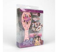 Set di bellezza delle principesse - Include 1 spazzola, 2 forcine, 4 elastici e 1 elastico in tessuto, multicolore, ispirato alle principesse - Prodotto originale progettato in Spagna