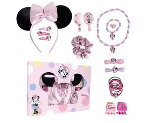 Set di bellezza di Minnie Mouse - Include 1 elastico in tessuto, 10 elastici, 2 pinzette, 3 forcine, 2 spazzole, 1 fascia, 1 collana, 1 bracciale e 1 anello - Prodotto originale progettato in Spagna