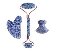 Set di bellezza Guasha for raschietto for guazzo, rullo for massaggio in giada, pietra di cristallo naturale, 1 rullo raccolta domiciliare(Color:3pcs Type a)