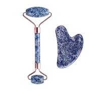 Set di bellezza Guasha for raschietto for guazzo, rullo for massaggio in giada, pietra di cristallo naturale, 1 rullo decorazioni per la casa(Color:Set a No Box)