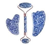 Set di bellezza Guasha for raschietto for guazzo, rullo for massaggio in giada, pietra di cristallo naturale, 1 rullo raccolta domiciliare(Color:3pcs Type C)