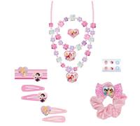 Set di bellezza per bambini delle principesse - Multicolore - Include 6 elastici, 1 elastico in tessuto, 4 fermagli per capelli, 2 collane, un anello e adesivi - Prodotto originale progettato in