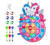 Set di bersaglio per bambini, a forma di unicorno, 6 freccette con 6 palline, adatto per interni ed esterni, per bambini