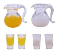 Set di bevande alimentari in miniatura, 6 pezzi/set 1/12 succo di succo e tazza, cucina per bambole in vetro per le bambole Accessori per la colazione Accessori Diminiatura Cibo