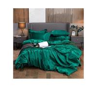 Set di biancheria da letto 4 pezzi Set di biancheria da letto di lusso in rayon, 3/4 pezzi, copripiumino in raso tinta unita, lenzuolo e federe. Set di biancheria da letto e piumone(Green,Queen 200 x