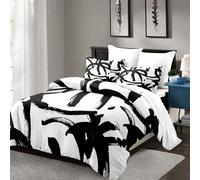 Set di biancheria da letto a 3 pezzi con motivo geometrico nero e grigio (1 * copripiumino + 2 * federe, senza imbottitura) - Set di biancheria da letto leggero e traspirante per camera da letto e dor