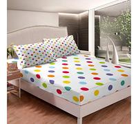 Set di biancheria da letto a pois colorati cerchi set di lenzuola adulti e donne arcobaleno geometria lenzuolo con angoli multicolore pois copriletto camera da letto 3 pezzi king