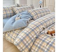 Set di Biancheria da Letto a Quadri Gialli,Blu e Bianchi,2/3 Pezzi - Copripiumino 200X200 Geometrico a Righe Semplici per Bambine - Copripiumino 200X200 in Microfibra Traspirante di Facile Manutenzio