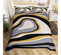 Set di biancheria da letto a tema geometrico, per ragazze e ragazzi, con copripiumino geometrico, coprente giallo, bianco, grigio, nero, motivo astratto, per letto king size, 3 pezzi