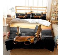 Set di biancheria da letto a tema supercar stampato in 3D, Rome Street Luxury Sports Car Club, Velocità, Ricchezza, Sogni e Passione, copripiumino singolo 140x200 copripiumino bambini