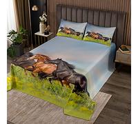 Set di biancheria da letto a tre cavalli con cavallo da corsa trapuntato copriletto carino animale set trapunta per ragazzi ragazze microfibra matrimoniale