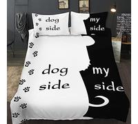 Set di biancheria da letto AOXHFNV della serie Nero e Bianco con motivo cane e lato mio e lato tuo, copripiumino matrimoniale, biancheria da letto per coppia, nero e bianco, misura doppia (220×240 cm