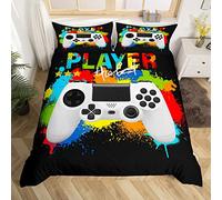 Set di biancheria da letto arcobaleno Tie Dye Gaming Comforter Cover colorato per ragazzi e ragazze, Copripiumino, Biancheria da letto e lino singolo 2 pezzi